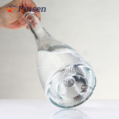 Long-Necked Cylinder Shaped Glass Bottle for Vodka Gin Whiskey & Tequila with Cork
