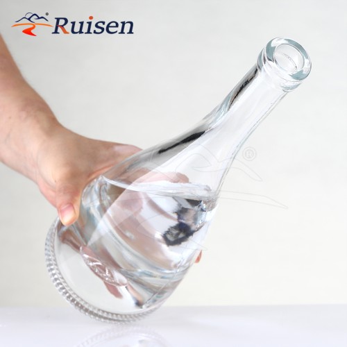 Long-Necked Cylinder Shaped Glass Bottle for Vodka Gin Whiskey & Tequila with Cork