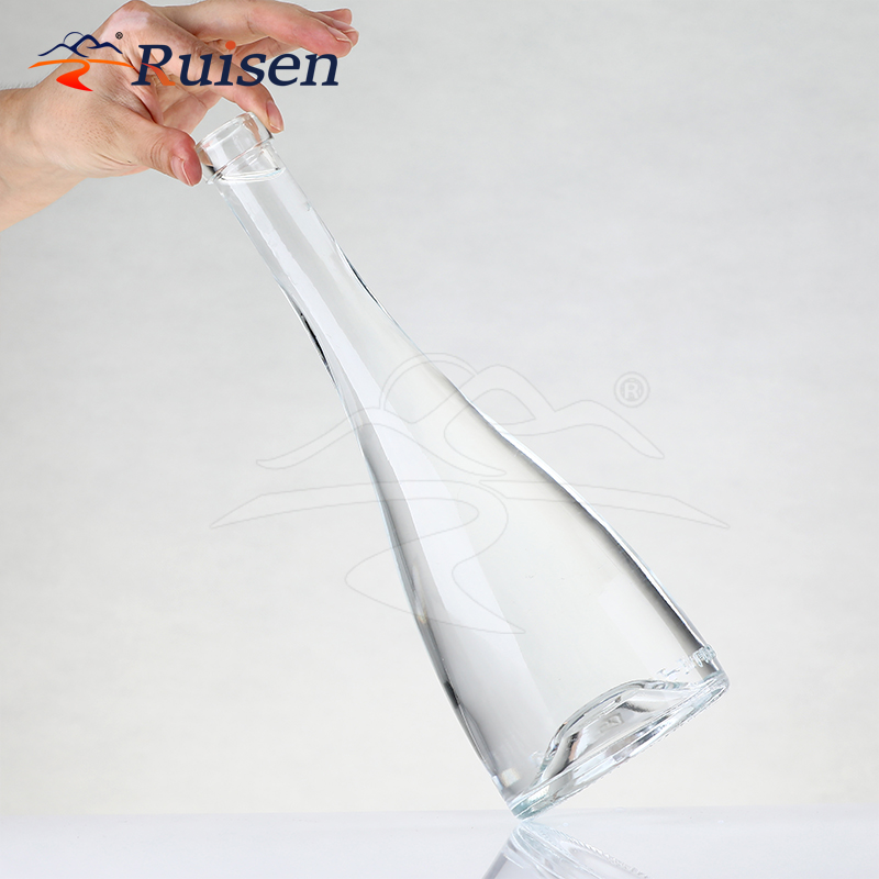 Long-Necked Cylinder Shaped Glass Bottle for Vodka Gin Whiskey & Tequila with Cork 