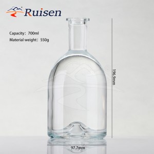 High-end Crystal Glass Bottle Food Grade 700ml Round Shape Crystal White Liquor Glass Bottle 