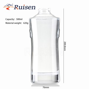Factory manufactures cylindrical glass bottles for vodka 500ml  