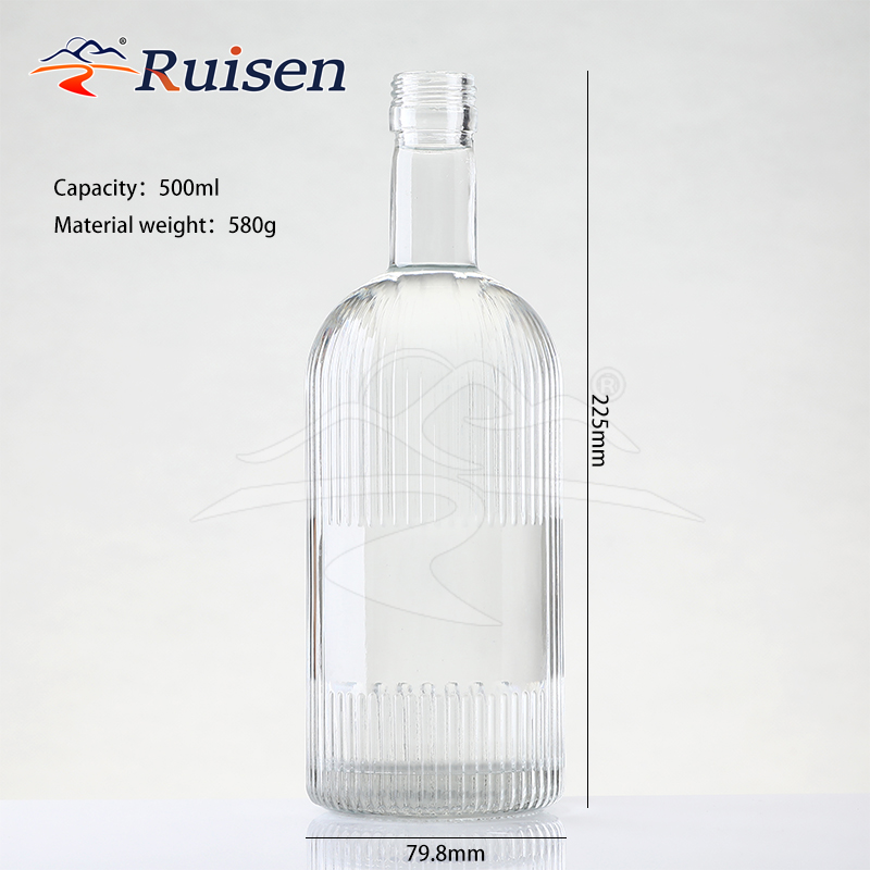 Round Unique Luxury 375 Ml 700ml Gin Brandy Rum Whiskey Whisky Vodka 750ml Spirit Glass Liquor Bottle 