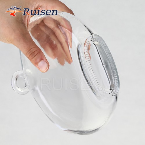 Flat Unique Clear Flat Round Glass Gin Glass Bottle 500ml