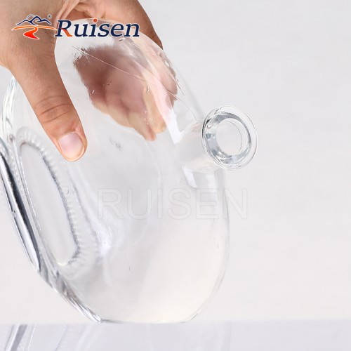 Flat Unique Clear Flat Round Glass Gin Glass Bottle 500ml