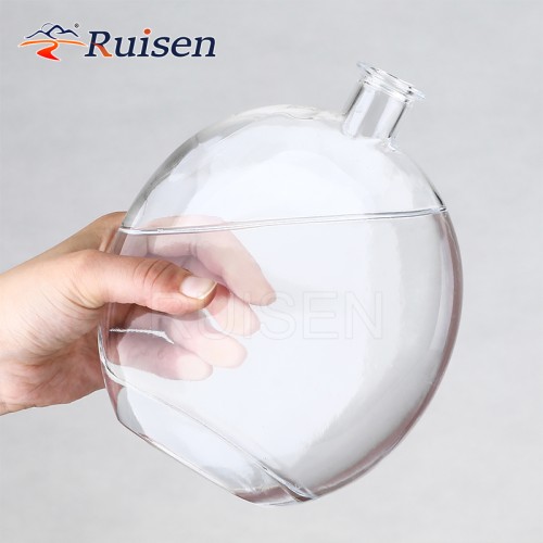 Flat Unique Clear Flat Round Glass Gin Glass Bottle 500ml