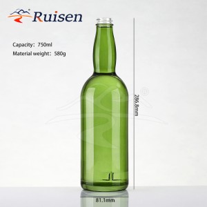 Hot Selling 700ml Green Color Vodka Whiskey Glass Bottles Unique Shape Beer Glass Bottle 