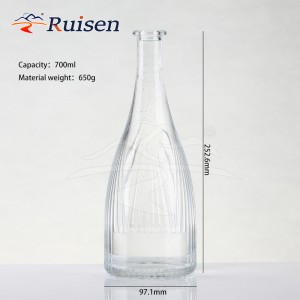 China Manufacturer Engrave Stripe Custom Glass Liquor Bottle Packaging Gin Whiskey Liquor Glass Bottle 