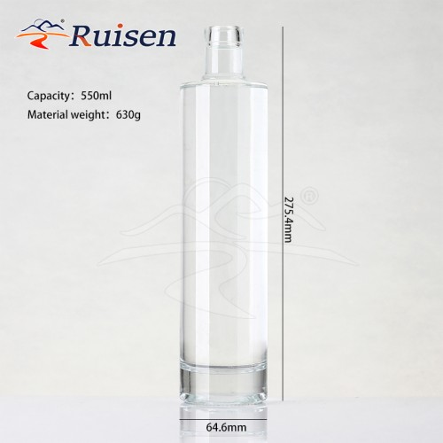 Unique 500ml Clear Whisky Vodka Glass Wine Bottle for Liquor