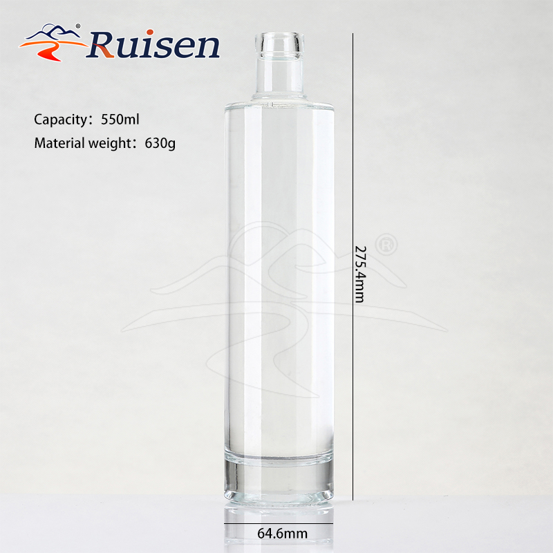 Unique 500ml Clear Whisky Vodka Glass Wine Bottle for Liquor 