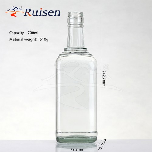 Factory Direct Square Glass Wine Bottle Creative Liquor Container Frost Engraving Decal Tequila Brandy Whiskey Packing