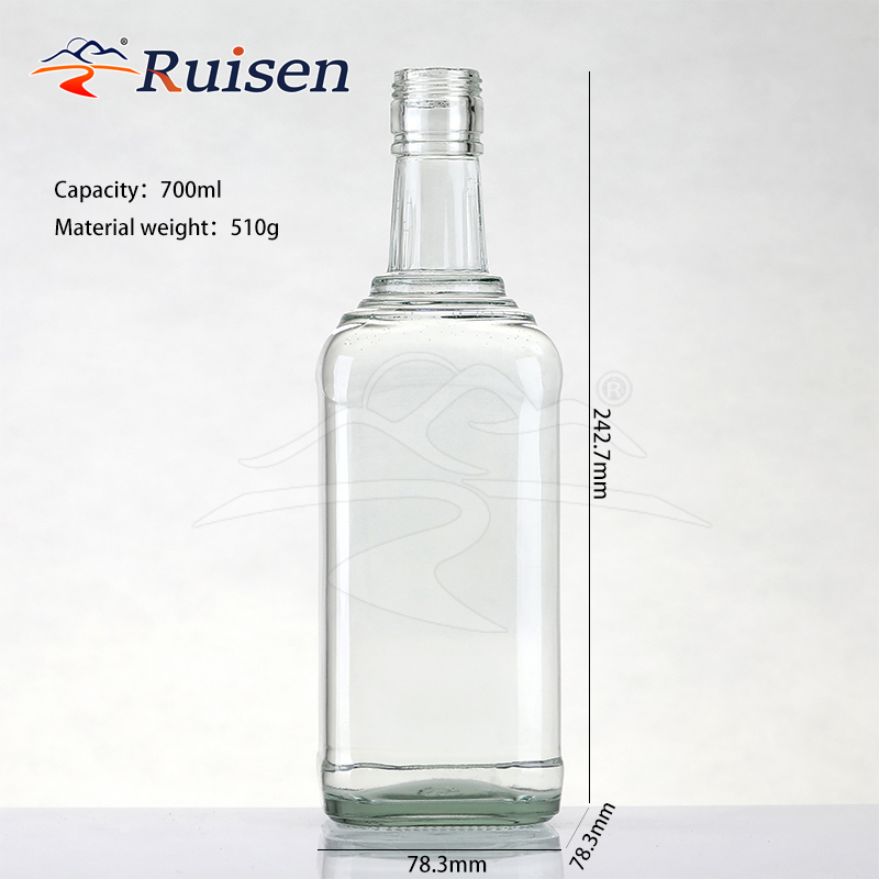 Factory Direct Square Glass Wine Bottle Creative Liquor Container Frost Engraving Decal Tequila Brandy Whiskey Packing 