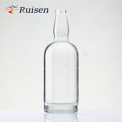 High Quality Transparent Glass Bottle Vodka Whiskey Brandy Rum Glass Bottle 750ml with Cork