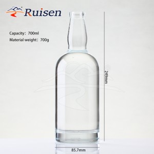 High Quality Transparent Glass Bottle Vodka Whiskey Brandy Rum Glass Bottle 750ml with Cork 