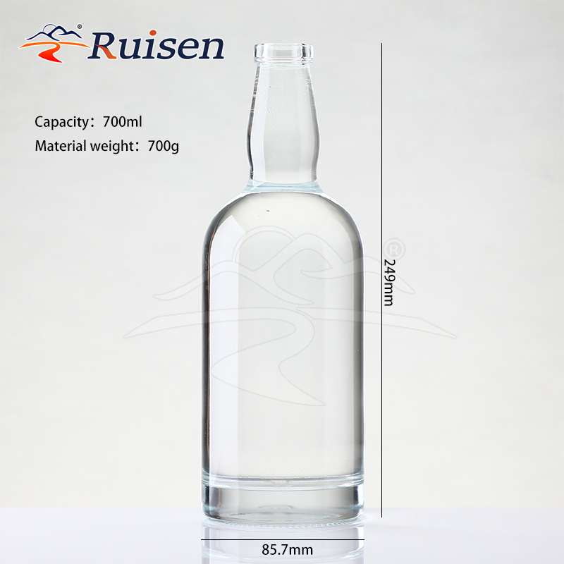 High Quality Transparent Glass Bottle Vodka Whiskey Brandy Rum Glass Bottle 750ml with Cork 