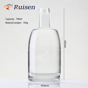 Custom Unique Design 700ML Resealable Tequila Packaging Bottles Glass Gin Liquor Rum Alcohol Bottles Cork Sealing 
