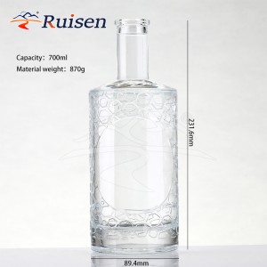 Wholesale Custom High Quality 500ml 700ml 750ml 1L Glass Tequila Gin Rum Whiskey Vodka Bottles Cork Popular Liquor Containers 