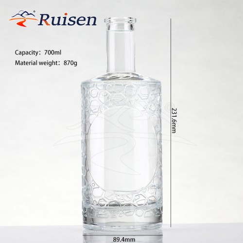 Wholesale Custom High Quality 500ml 700ml 750ml 1L Glass Tequila Gin Rum Whiskey Vodka Bottles Cork Popular Liquor Containers