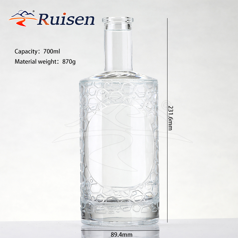 Wholesale Custom High Quality 500ml 700ml 750ml 1L Glass Tequila Gin Rum Whiskey Vodka Bottles Cork Popular Liquor Containers 