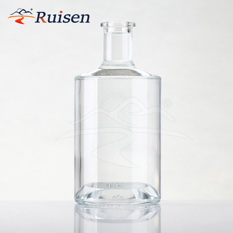 700ml Cylindrical Shape Glass Thin Bottom Bottles 750ml Whiskey Bottle for Liquor Tequila 1L Vodka Glass Bottle 1000ml With Cork