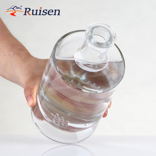 700ml Cylindrical Shape Glass Thin Bottom Bottles 750ml Whiskey Bottle for Liquor Tequila 1L Vodka Glass Bottle 1000ml With Cork