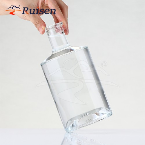 700ml Cylindrical Shape Glass Thin Bottom Bottles 750ml Whiskey Bottle for Liquor Tequila 1L Vodka Glass Bottle 1000ml With Cork