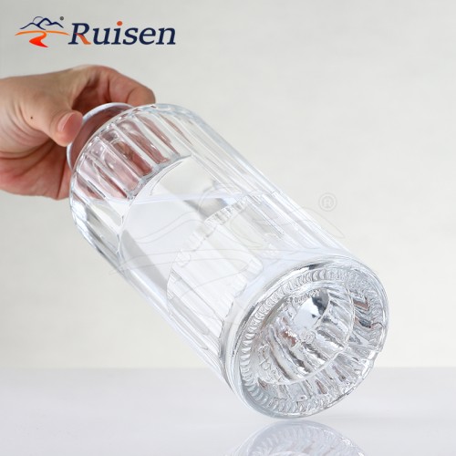Custom Vertical Line 700ml Glass Liquor Bottle for Vodka Gin Whisky Spirit Bottle With Cork Top