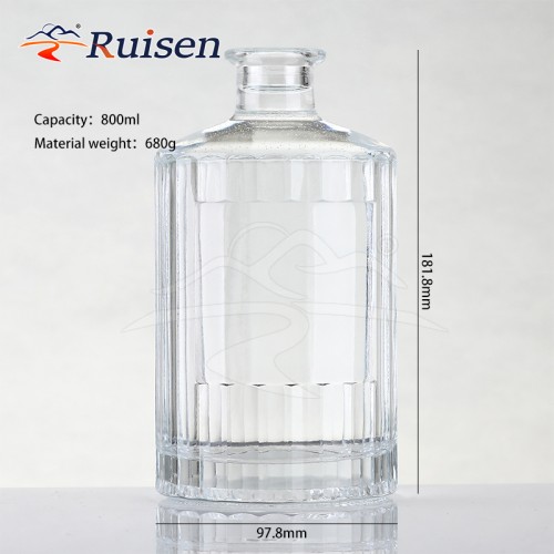 Custom Logo Premium Delicate Liquor Rum Gin Tequila Empty Vodka Glass Bottle
