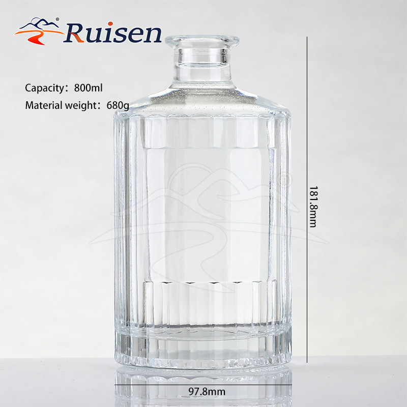 Custom Logo Premium Delicate Liquor Rum Gin Tequila Empty Vodka Glass Bottle 