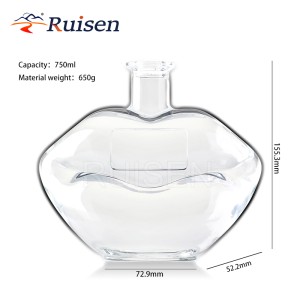Creative personalised lip shaped bottle glass bottle vodka glass bottle 750ml 