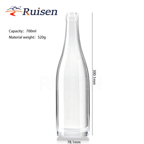 Hot Sale Factory Direct  Glass Whiskey Bottle  Clear Long Neck Vodka Rum Bottles 700ml