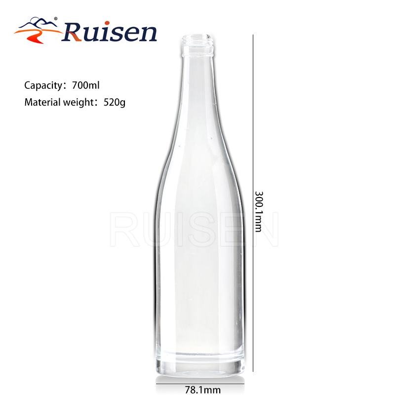 Hot Sale Factory Direct  Glass Whiskey Bottle  Clear Long Neck Vodka Rum Bottles 700ml 
