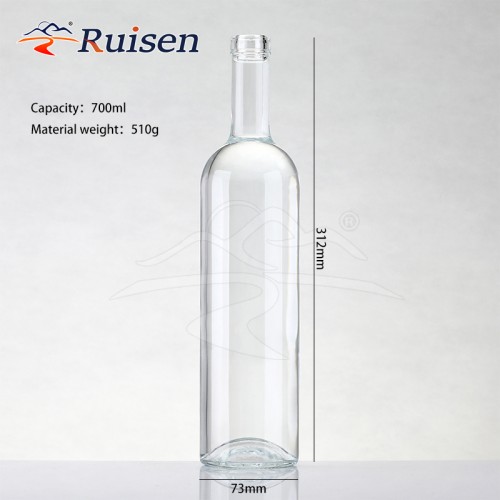 Factory sale round empty flint vodka tequila whiskey glass bottle 700ml