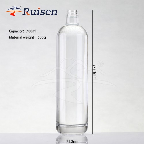 Short Neck Long Shape Glass Vodka Bottles for Liquor 1 Liter 750ml 700 ml Tequila Brandy Spirit Whiskey Bottle With Screw Cap