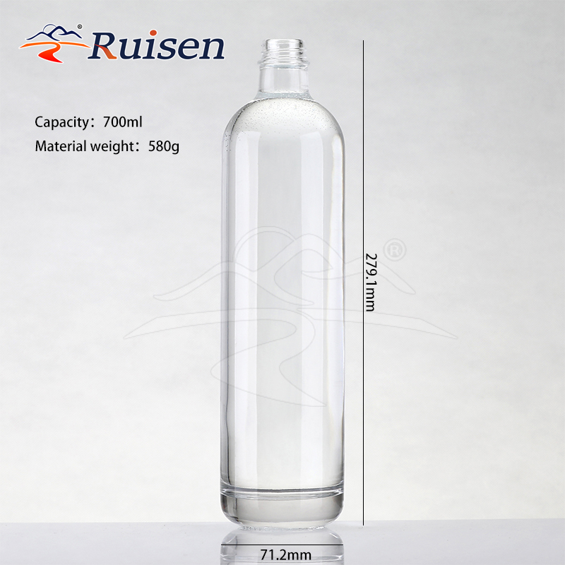 Short Neck Long Shape Glass Vodka Bottles for Liquor 1 Liter 750ml 700 ml Tequila Brandy Spirit Whiskey Bottle With Screw Cap 