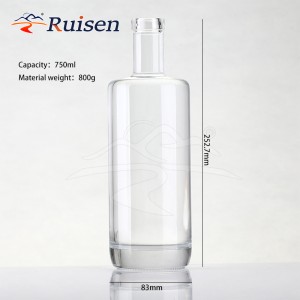 High Quality Custom Transparent 500ml 700ml 750ml Spirits Liquor Bottle Whiskey Gin Vodka Tequila Rum Bottle 
