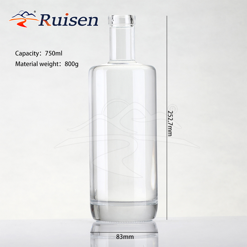 High Quality Custom Transparent 500ml 700ml 750ml Spirits Liquor Bottle Whiskey Gin Vodka Tequila Rum Bottle 