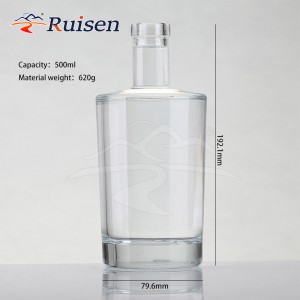 Factory Custom 700ml Round Shape Vodka Glass Bottles Premium 500ml 750ml Whisky Gin Spirit Glass Bottle for Liquor Beverage 