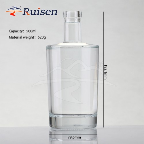 Factory Custom 700ml Round Shape Vodka Glass Bottles Premium 500ml 750ml Whisky Gin Spirit Glass Bottle for Liquor Beverage