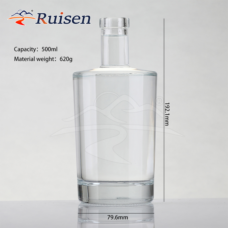 Factory Custom 700ml Round Shape Vodka Glass Bottles Premium 500ml 750ml Whisky Gin Spirit Glass Bottle for Liquor Beverage 