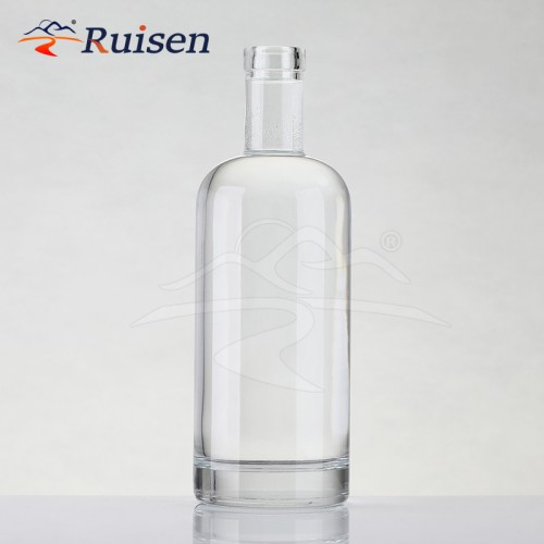 Wholesale Empty Clear Round Shape Glass Bottle 500ml 750ml 1L Liquor Bottle Rum Gin Spirits Vodka Glass Bottles With T Cap