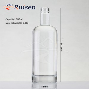 Wholesale Empty Clear Round Shape Glass Bottle 500ml 750ml 1L Liquor Bottle Rum Gin Spirits Vodka Glass Bottles With T Cap 