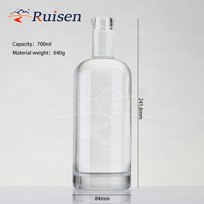 Wholesale Empty Clear Round Shape Glass Bottle 500ml 750ml 1L Liquor Bottle Rum Gin Spirits Vodka Glass Bottles With T Cap 