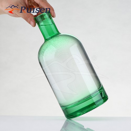Flint Glass Matte Black Frosted 200ml 375ml 500ml 700ml 750ml Empty Round Vodka Spirit Whisky Gin Liquor Glass Bottle With Cork