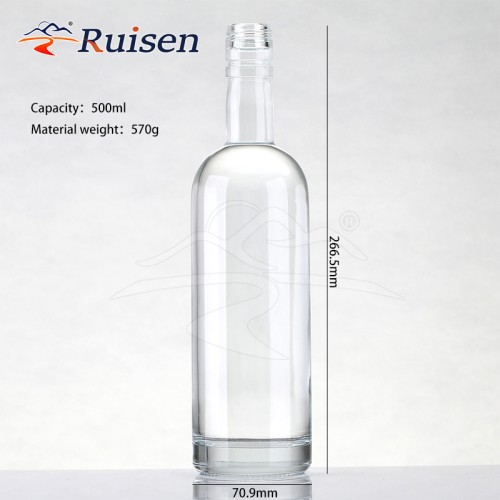 Best Sealing Empty 750ml Rum Vodka Gin Liquor Glass Bottle with Super Flint Material