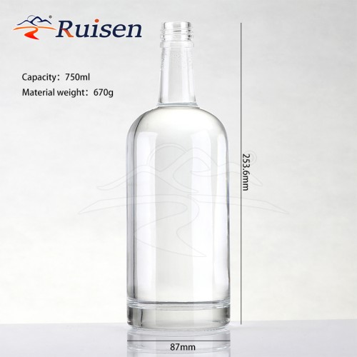 50ml 100ml 375ml 500ml 750ml Round Liquor Glass Bottles 75cl Glass Vodka Wine Gin Bottle