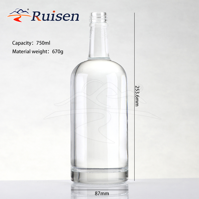 50ml 100ml 375ml 500ml 750ml Round Liquor Glass Bottles 75cl Glass Vodka Wine Gin Bottle 