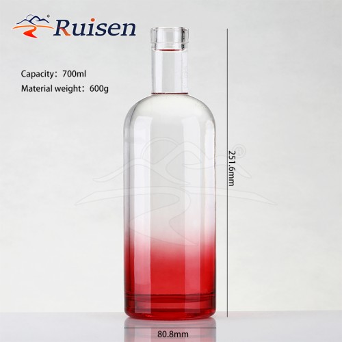Wholesale 750 ml Multi Color Glass Beverage Bottles Vodka Bottles with Glass Stopper
