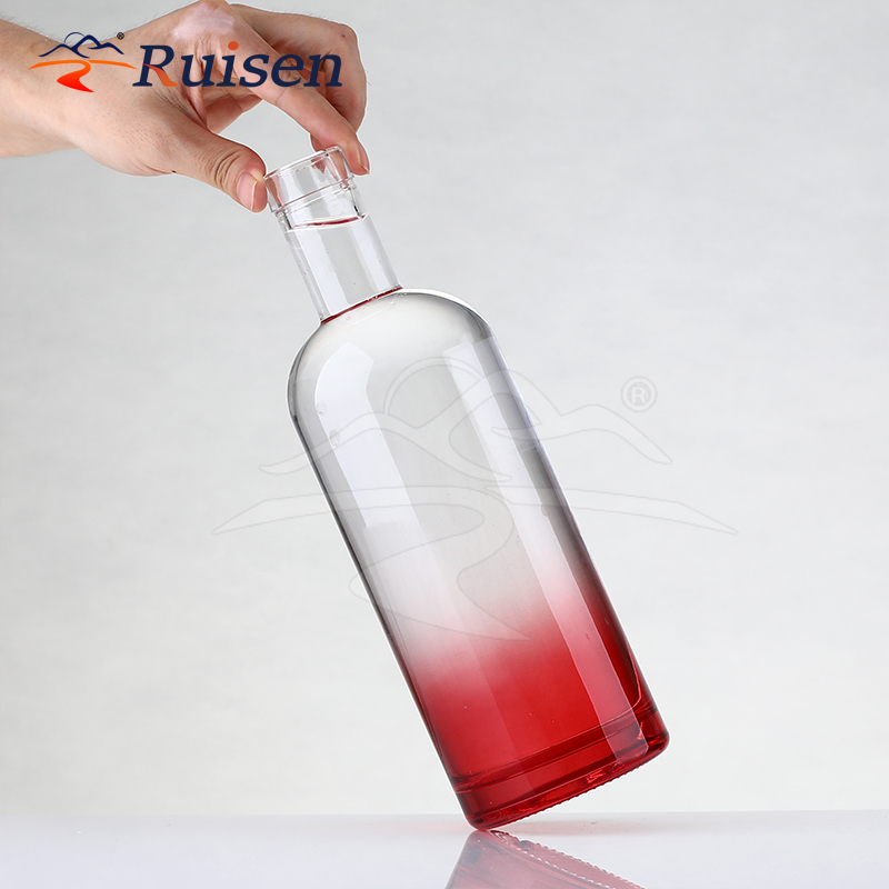 Wholesale 750 ml Multi Color Glass Beverage Bottles Vodka Bottles with Glass Stopper 