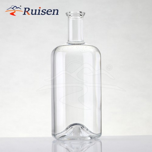 High Quality Hot Glass Bottles with Crown and Screw Cap for Rum Whisky Vodka Baijiu Flat Shape