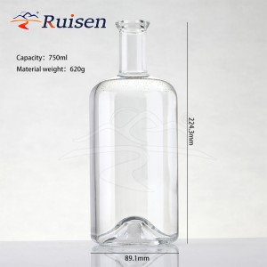 High Quality Hot Glass Bottles with Crown and Screw Cap for Rum Whisky Vodka Baijiu Flat Shape 